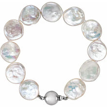 Load image into Gallery viewer, White Pearl Coin Bracelet